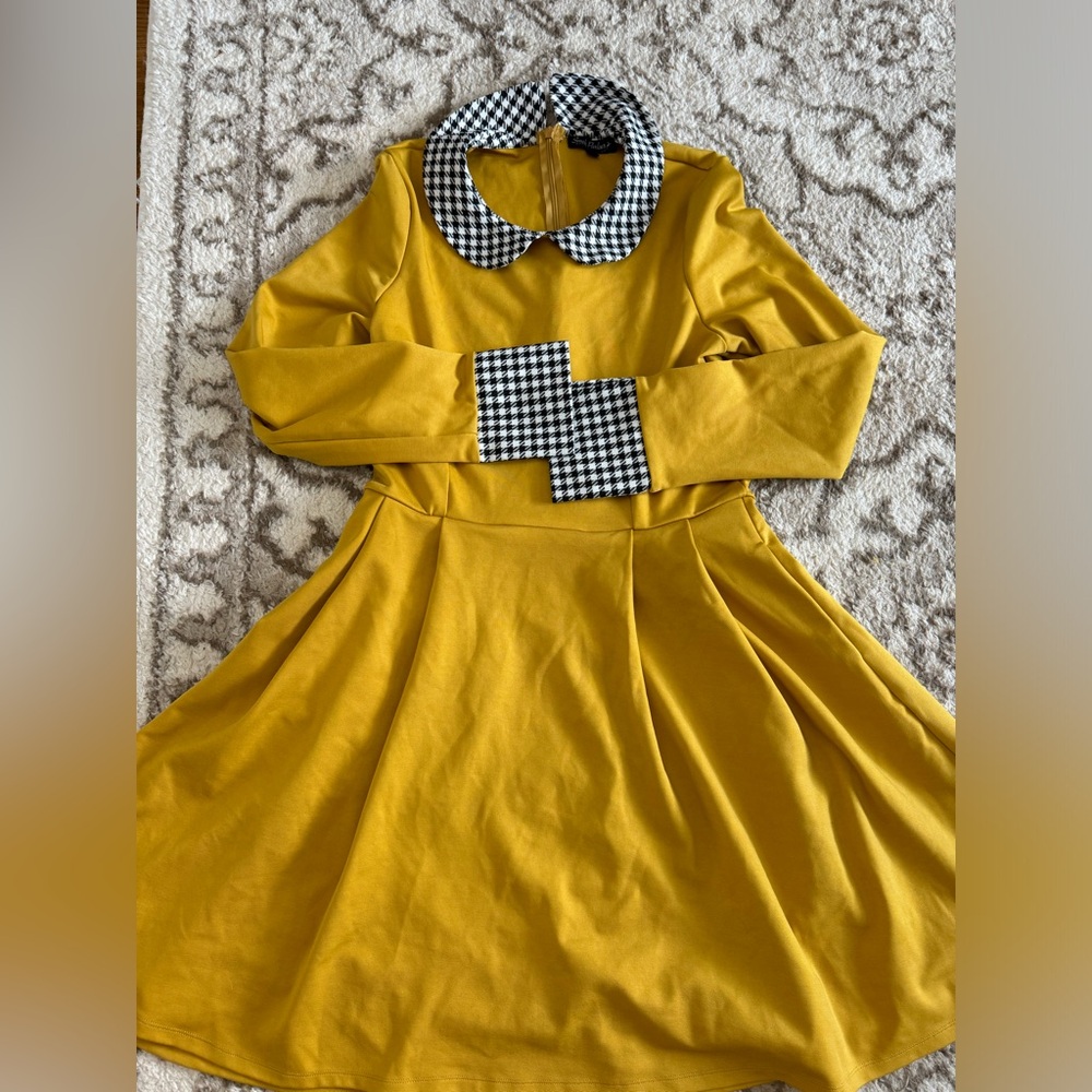 Mustard & Houndstooth Vintage Style Dress